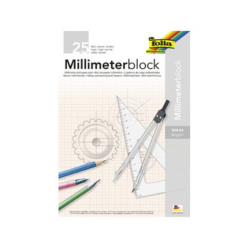 folia Bloc papier millimétré, A3, 80 g/m2, 25 feuilles