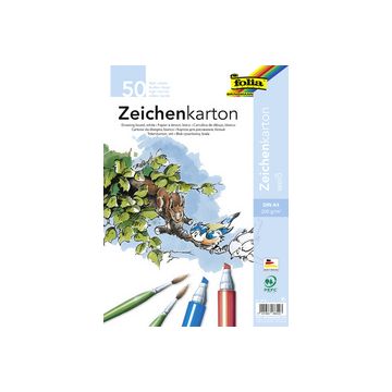 folia Feuille de carton à dessin, A3, 200 g/m2, blanc