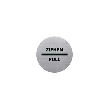 helit Piktogramm "the badge" ZIEHEN/PULL, rund, silber