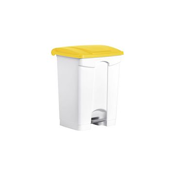 helit Poubelle à pédale "the step", 70 litres, blanc/jaune