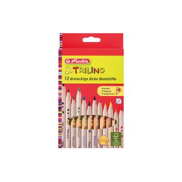 herlitz Crayon de couleur triangulaire Trilino, étui de 12