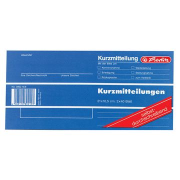 herlitz Formularbuch "Kurzmitteilung", 1/3 A4 quer