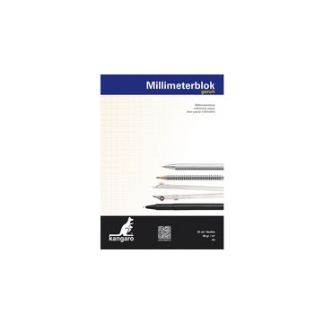 kangaro Bloc de papier millimétré, A4, 80 g/m2, 25 feuilles