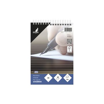 kangaro Bloc-notes à spirale, A5, ligné, 100 feuilles