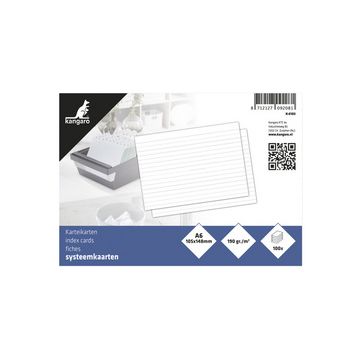 kangaro Fiches bristol, 148 x 105 mm, ligné, blanc