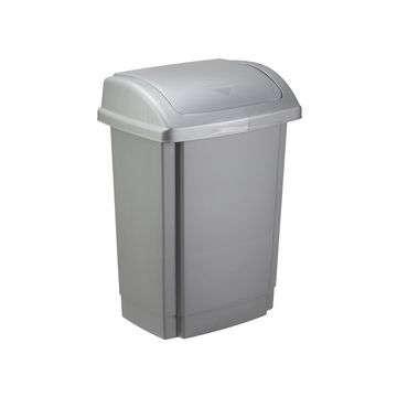 past team Poubelle à couvercle basculant, 25 litres, argent