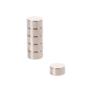 pavo Aimant au néodyme, rond, dimensions: 10 x 5 mm, argent