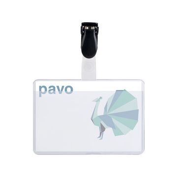 pavo Porte-badge, avec clip, 60 x 90 mm, transparent