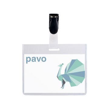pavo Porte-badge, fermé en haut, avec clip, 60 x 90 mm