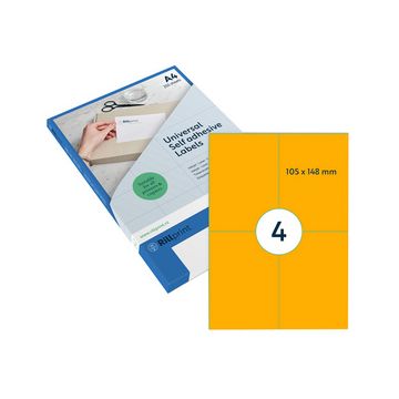 rillprint Étiquette fluorescente, 210 x 148 mm, orange