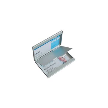sigel Etui pour cartes de visite "Twin", aluminium, argent
