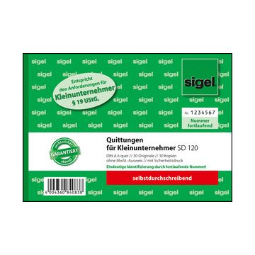 sigel Formularbuch "Quittung" für Kleinunternehmer
