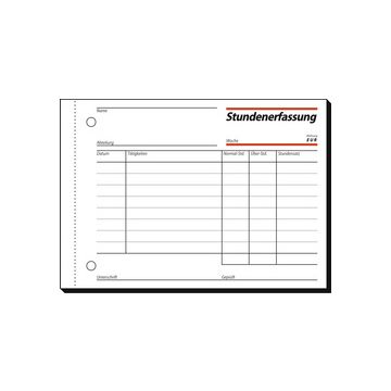 sigel Formularbuch "Stundenerfassung", A6 quer, 50 Blatt
