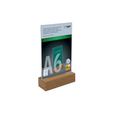 sigel Présentoir de table avec socle en bois, acrylique, A6