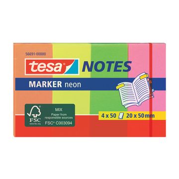 tesa Index repositionnable Marker, couleurs néons,50 x 20 mm