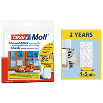 tesa Moll UNIVERSAL Calfeutrage mousse, 15 mm x 6 m, blanc