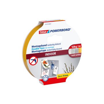 tesa Powerband Adhésif de montage INDOOR, 19 mm x 5 m