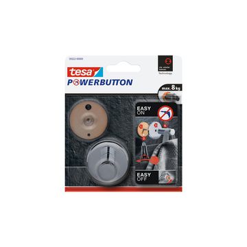 tesa Powerbutton Crochet adhésif Universal large, chrome