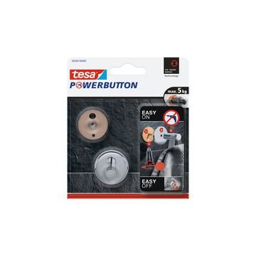 tesa Powerbutton Crochet adhésif Universal small, chrome