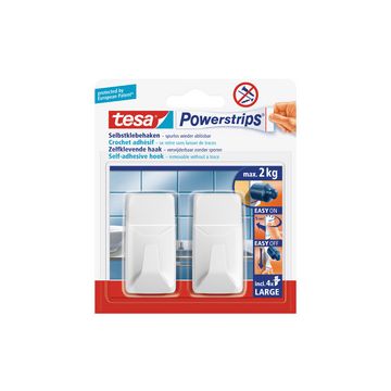 tesa Powerstrips Crochet LARGE rectangle, blanc