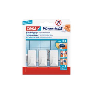 tesa Powerstrips Crochet SMALL rectangle, blanc