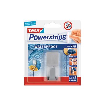 tesa Powerstrips Crochet ZOOM WATERPROOF Large, argent