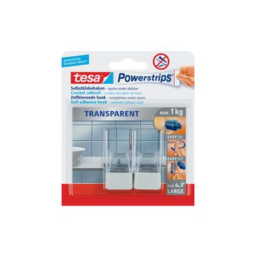 tesa Powerstrips Crochet adhésif LARGE, transparent / blanc