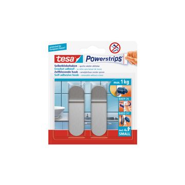 tesa Powerstrips Crochet adhésif SMALL, métal, long