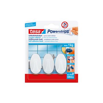 tesa Powerstrips Crochet adhésif SMALL, ovale, blanc