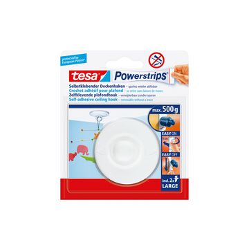 tesa Powerstrips Crochet adhésif pour plafond, blanc