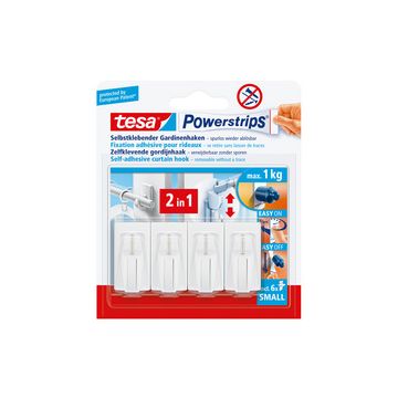 tesa Powerstrips Fixation adhésive pour rideaux Vario, blanc