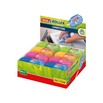 tesa ecoLogo Mini roller de correction jetable, 5 mm x 6 m x16