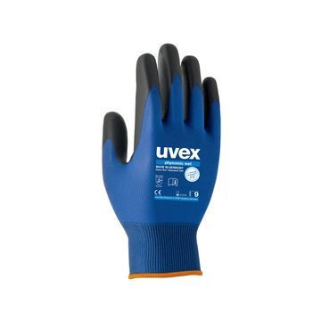 uvex Gants de travail phynomic wet, T. 09, bleu/anthracite x10